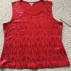 Laura Ashley sequined red tank top